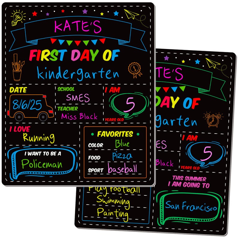 Melisheer First and Last Day of School Board, 10 X 12 in Double Sided First Day of School Board, Paper Back to Class Chalkboard for Kindergarten Pre-School Memories and Milestones - Image 1