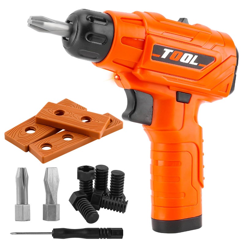 PANPAPA Toy Drill Set for Toddlers 13Electric Power Kids Drill and Screw SetKids Pretend Play Tool with Realistic Sound ActionPreschool STEM Toy for Home Classroom Ages 3 - Image 2