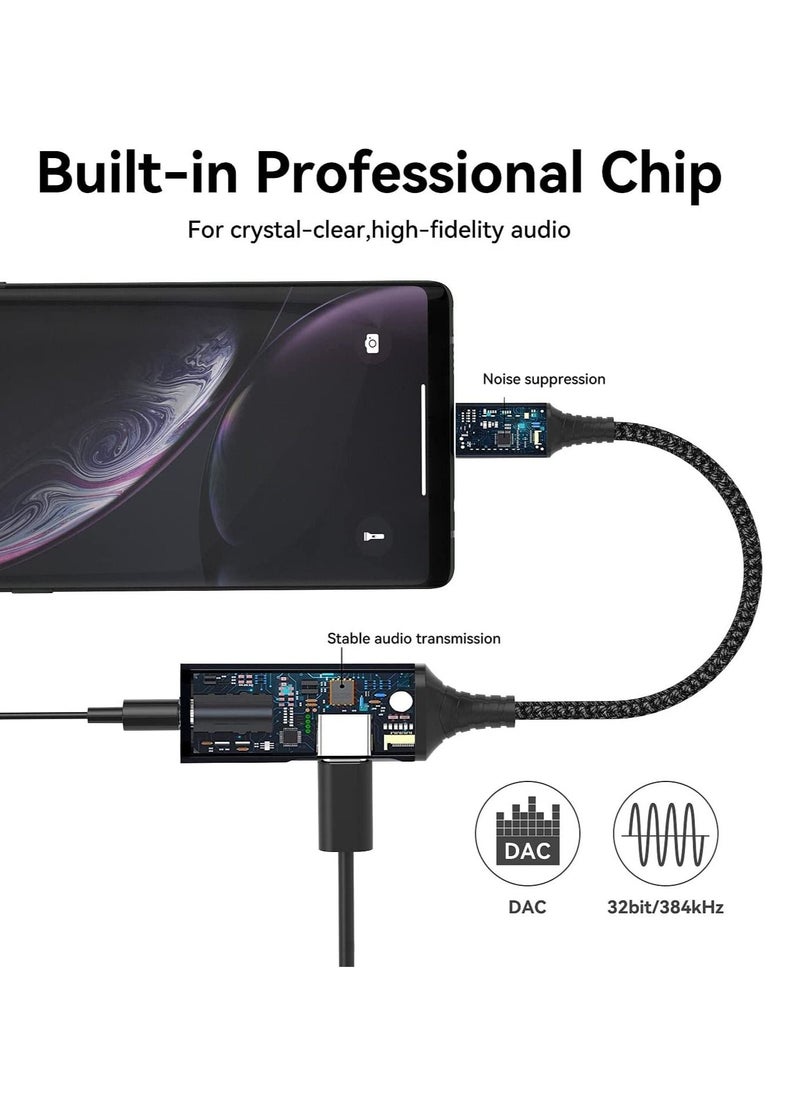 SYOSI - USB C to 3.5mm Headphone and Charger Adapter, Type C Headphone Adapter,  2-in-1 USB C to AUX Mic Jack with PD 60W Fast Charging, Compatible with Samsung Galaxy S22/S23 Ultra/Note20, Pixel 6, iPad Pro - Image 1