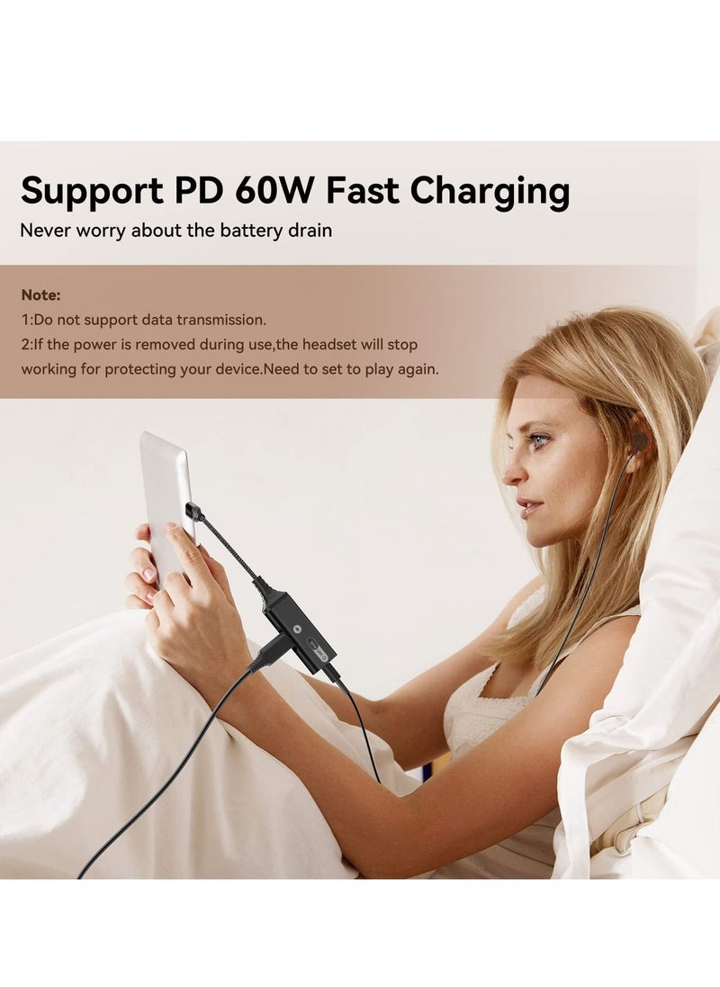 SYOSI - USB C to 3.5mm Headphone and Charger Adapter, Type C Headphone Adapter,  2-in-1 USB C to AUX Mic Jack with PD 60W Fast Charging, Compatible with Samsung Galaxy S22/S23 Ultra/Note20, Pixel 6, iPad Pro - Image 1