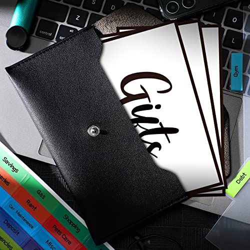 Frienda Cash Envelope Wallet PU Leather 7 x 3.5 Inch Reusable Budget Money Pouch Envelope Organizer 8 Cash Dividers 2 Sheets Category Sticker Labels for Wallets Bill Planner(Black,Classic) - Image 2