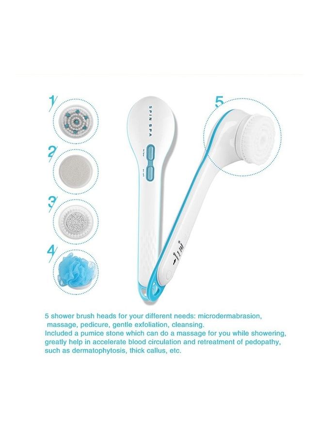 Loquat Electronic Waterproof Spin Spa Bath Brush Long-handled Massage Brush With 5 Brush Heads Multicolour 31x20x10cm - Image 5