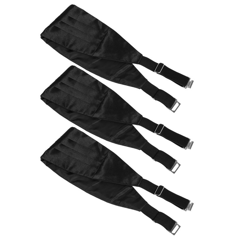 3pcs Men's Adjustable Satin Cummerbund - Black Cummerbund With Buckle Tuxedo Accessories for Weddings Proms Formal Events Party - Image 1