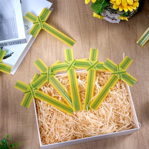 APUDWN Authentic Palm Cross Set, Hand Lightweight Plastic Prayer Crosses for Palm Sunday, Easter, Weddings, Church Ceremonies, Handheld, Religious Decorations with Natural Yellow-Green (24 PCS - Image 3