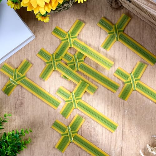 APUDWN Authentic Palm Cross Set, Hand Lightweight Plastic Prayer Crosses for Palm Sunday, Easter, Weddings, Church Ceremonies, Handheld, Religious Decorations with Natural Yellow-Green (24 PCS - Image 4