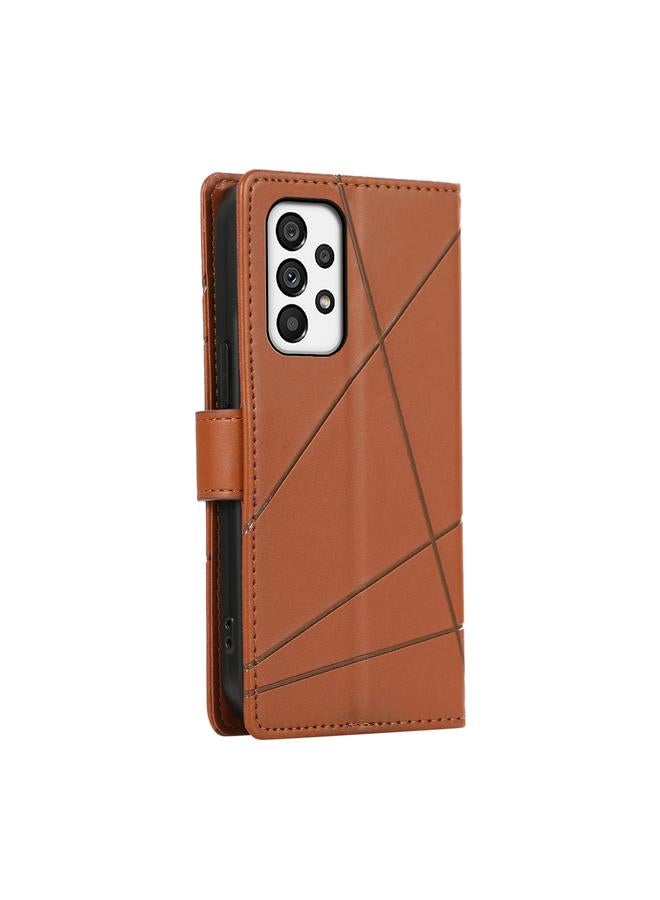 S-TOP Case For Samsung Galaxy A73 5G PU Genuine Leather Texture Embossed Line Phone Case - Image 3