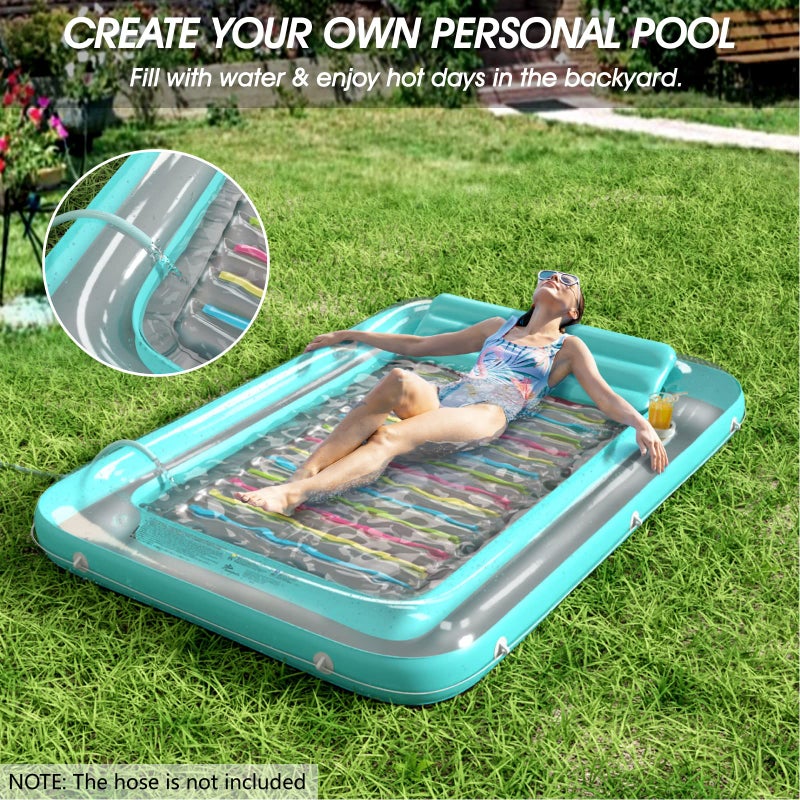 Jasonwell Inflatable Tanning Pool Lounger Float - Jasonwell 4 in 1 Sun Tan Tub Sunbathing Pool Lounge Raft Floatie Toys Water Filled Tanning Bed Mat Pad for Adult Blow Up Kiddie Pool Kids Ball Pit Pool (XL) - Image 2