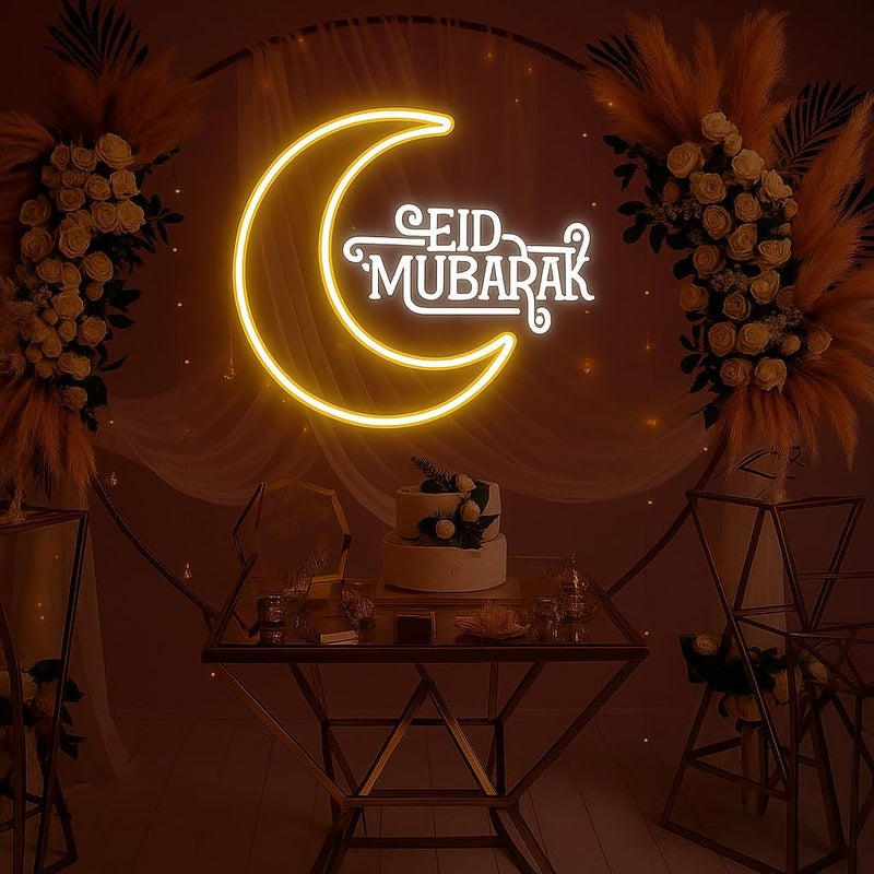 Horoof Home Eid Mubarak Moon Neon LED Wall Light - Image 2
