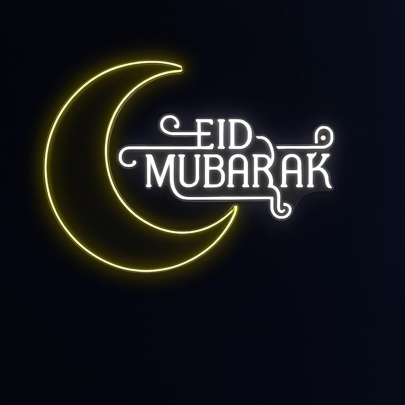 Horoof Home Eid Mubarak Moon Neon LED Wall Light - Image 1