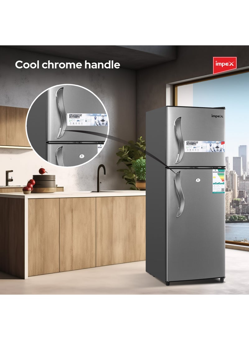 Impex Double Door Refrigerator 4.5 Cu.Ft Freezer Fast Cooling Fridge Safety Lock And Key 138L 70 W IRF 138C Dark Grey - Image 4