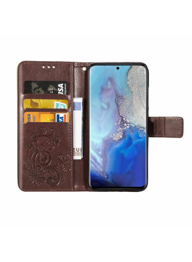 Zaboon Case For Galaxy S20 Four-leaf Clasp Embossed Buckle Flip Leather Case with Lanyard & Card Slot & Wallet & Holder - Image 5