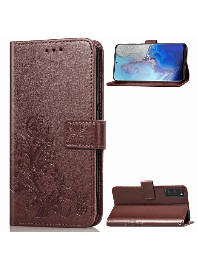 Zaboon Case For Galaxy S20 Four-leaf Clasp Embossed Buckle Flip Leather Case with Lanyard & Card Slot & Wallet & Holder - Image 2