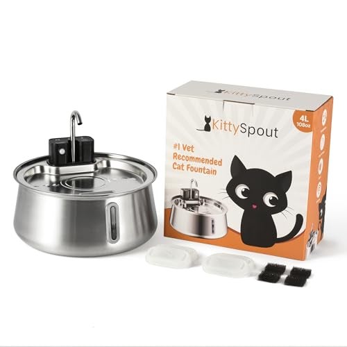 KittySpout The KittySpout Stainless Steel Wireless Cat Water Fountain 4L108oz - Image 1