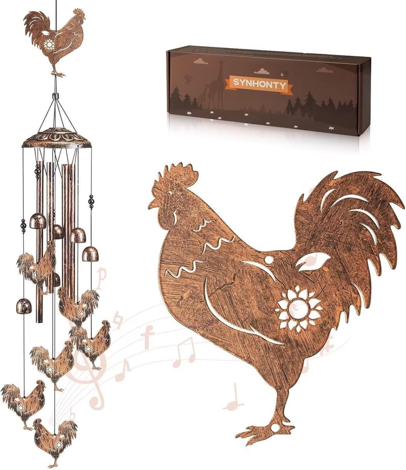 Synhonty Chicken Wind Chimes for OutsideGardening Gifts for Chicken LoverWomenMenMomBirthday Party DecorationsMemorial GiftsWind Chimes OutdoorsIndoorsRoomHomeGardenPatioYardRooster Decor - Image 2