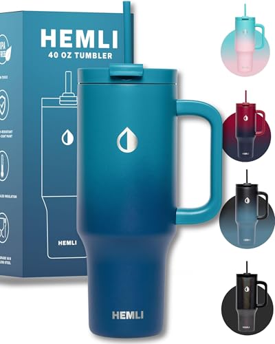40 Oz Tumbler with Handle and Straw Insulated Tumbler with Leakproof 2in1 Lid and Straw Reusable and Portable Water and Coffee Stainless Steel Travel Mug Vacuum Insulated