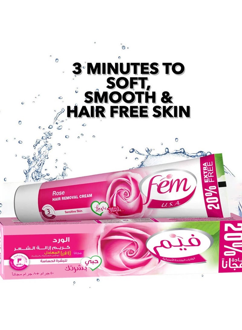 fem Fem Rose Hair Removal Cream+Skin Care Lotion Sensitive Skin - 108 Gm - Image 2