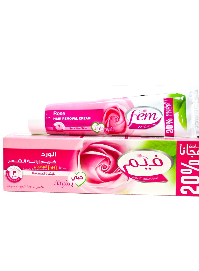 fem Fem Rose Hair Removal Cream+Skin Care Lotion Sensitive Skin - 108 Gm - Image 1