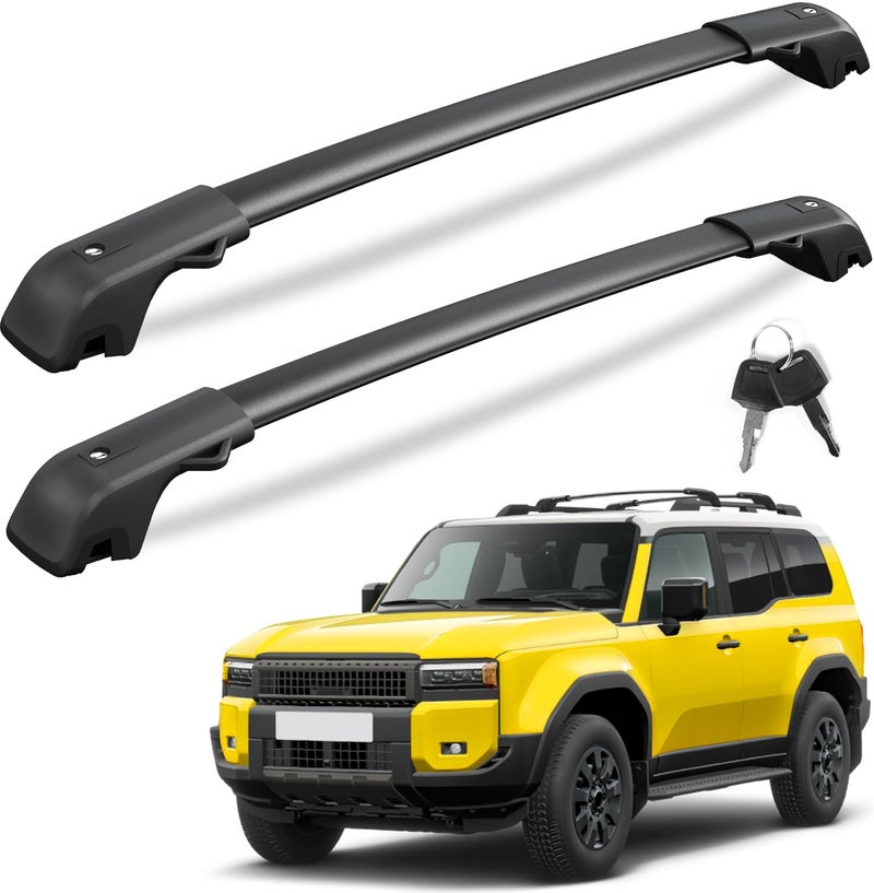 KINGGERI Lockable 220LBS Roof Rack Cross Bars Compatible with Toyota Land Cruiser 250 Lexus GX550 2024 2025 with Raised Roof RailsAluminum Heavy Duty Crossbar AntiTheft Matte NonCorrosion