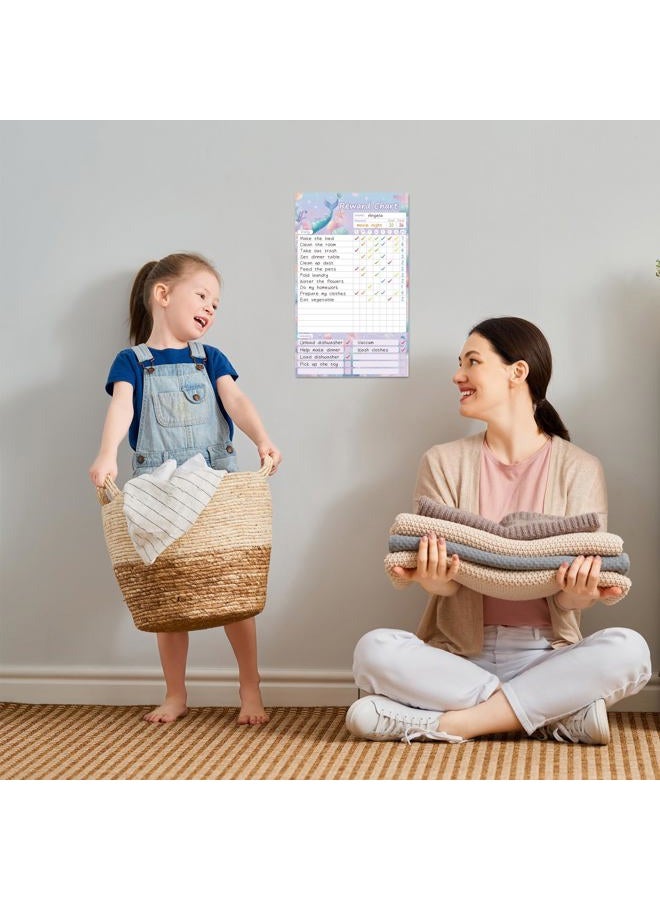 Clever Clean Dry Erase Chores Chart for Kids, Reusable Reward Chart Chart, Non-Magnetic Kids Chore Board Clings to Any Smooth Surfaces, 6 Whiteboard Markers Included (Mermaid)… - Image 5