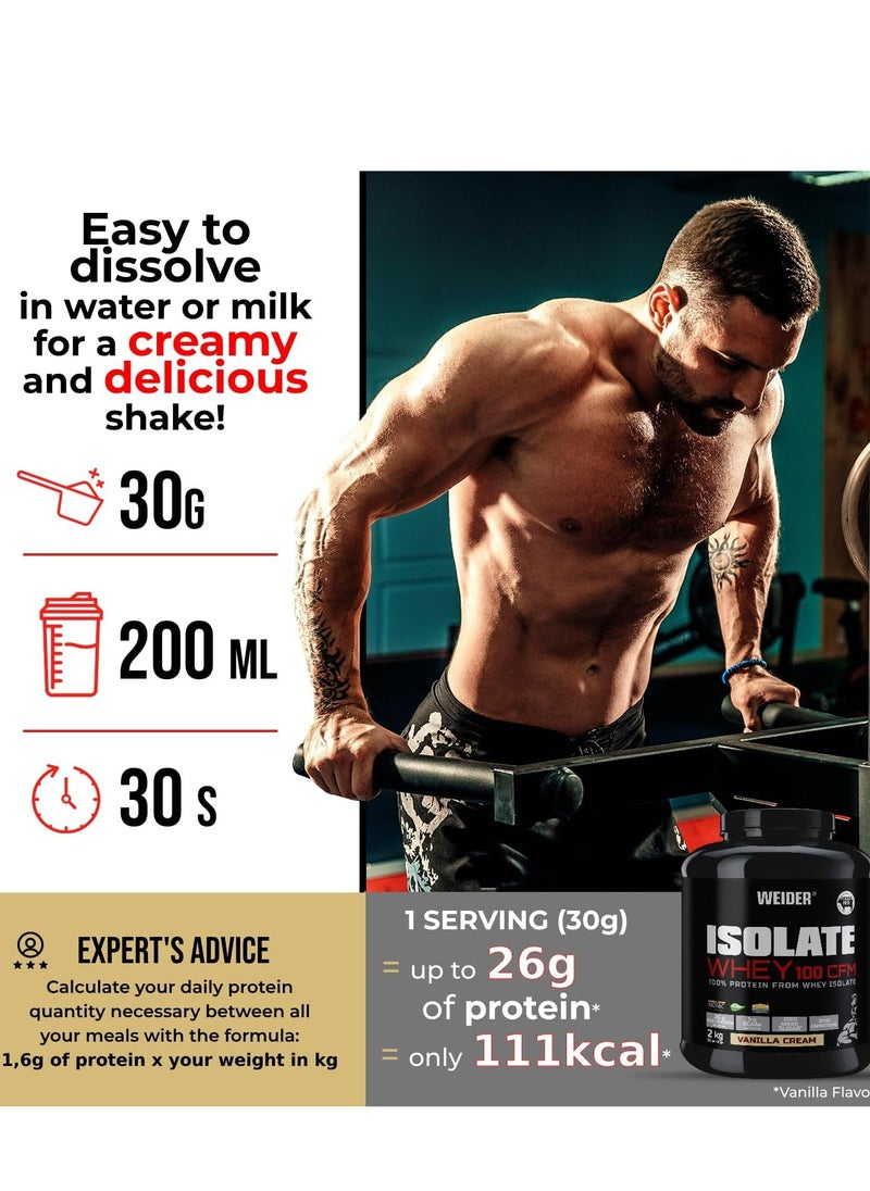 Weider - Isolate Whey 100 CFM 2kg Cookie & Cream Flavour. Protein Powder with 24g Proteins and 5g BCAAs per Serving, Low Sugar, Aspartame-Free - Image 1