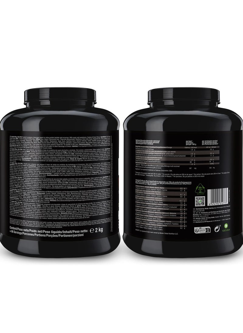 Weider - Isolate Whey 100 CFM 2kg Cookie & Cream Flavour. Protein Powder with 24g Proteins and 5g BCAAs per Serving, Low Sugar, Aspartame-Free - Image 1