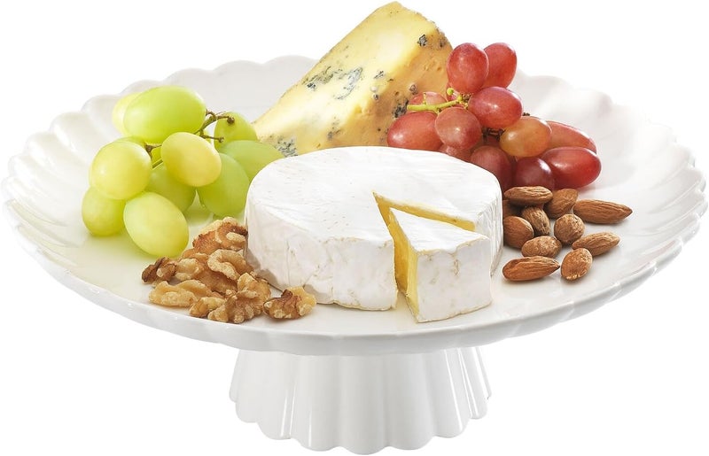 Symphony Groove Footed Serving Plate 28cm x 10cm - White Porcelain