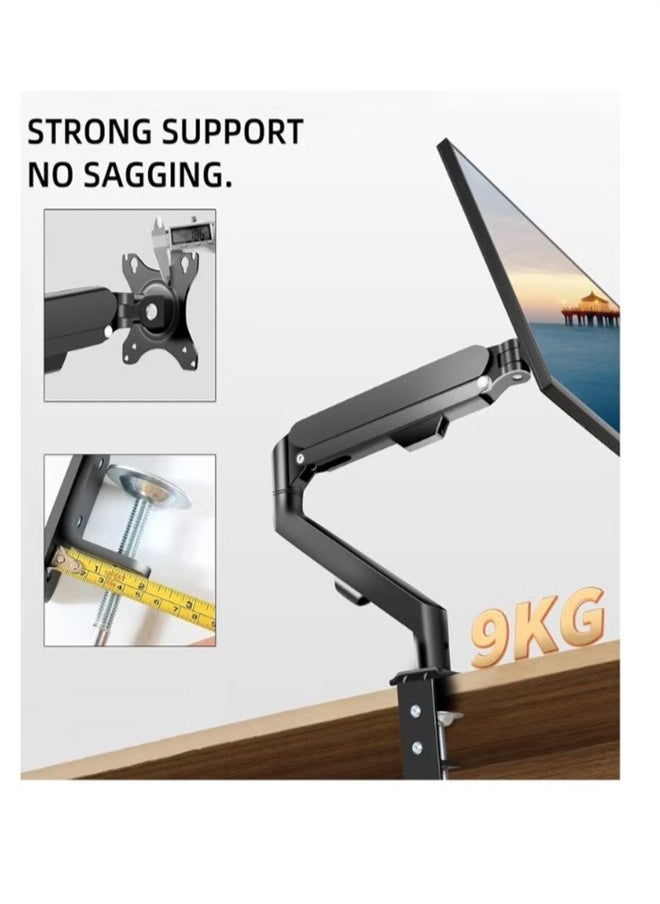 DLP - Adjustable Gas Spring Monitor Mount for 15 to 27 Inch Screens 2 to 7kg Load Capacity Tilt -85 to +90 Degrees Swivel 180 Degrees Rotation 360 Degrees VESA 75 100 - Image 1