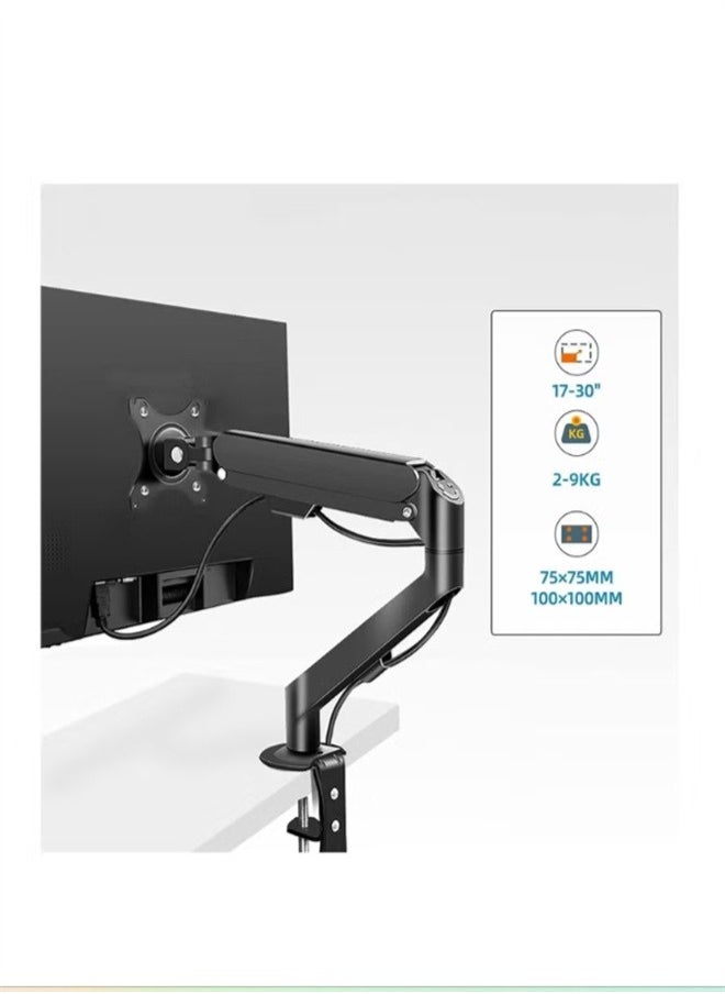 DLP - Adjustable Gas Spring Monitor Mount for 15 to 27 Inch Screens 2 to 7kg Load Capacity Tilt -85 to +90 Degrees Swivel 180 Degrees Rotation 360 Degrees VESA 75 100 - Image 1