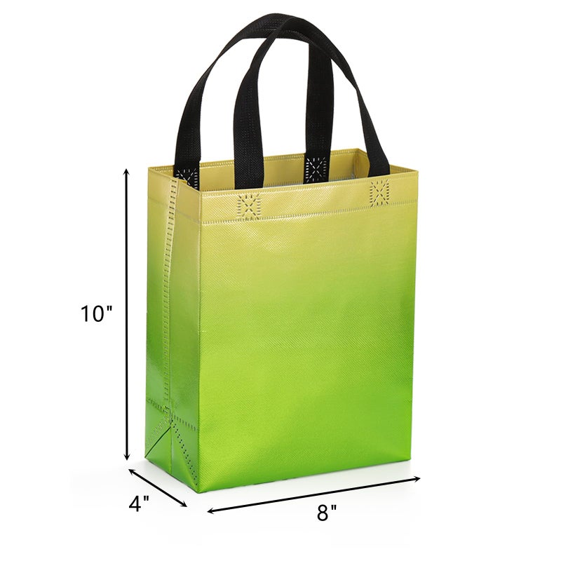Frcctre 60 Pack 10 x 8 Inch Glossy Reusable Grocery Bags, Non Woven Tote Shopping Bag with Handles Gift Bag Party Favor Bags Goodie Bags for Wedding Birthday Bridal Shower Party, 6 Gradient Colors - Image 3