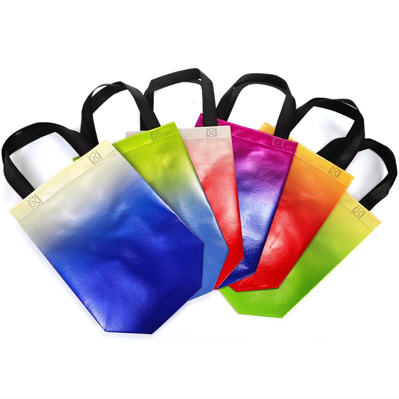 Frcctre 60 Pack 10 x 8 Inch Glossy Reusable Grocery Bags, Non Woven Tote Shopping Bag with Handles Gift Bag Party Favor Bags Goodie Bags for Wedding Birthday Bridal Shower Party, 6 Gradient Colors - Image 5