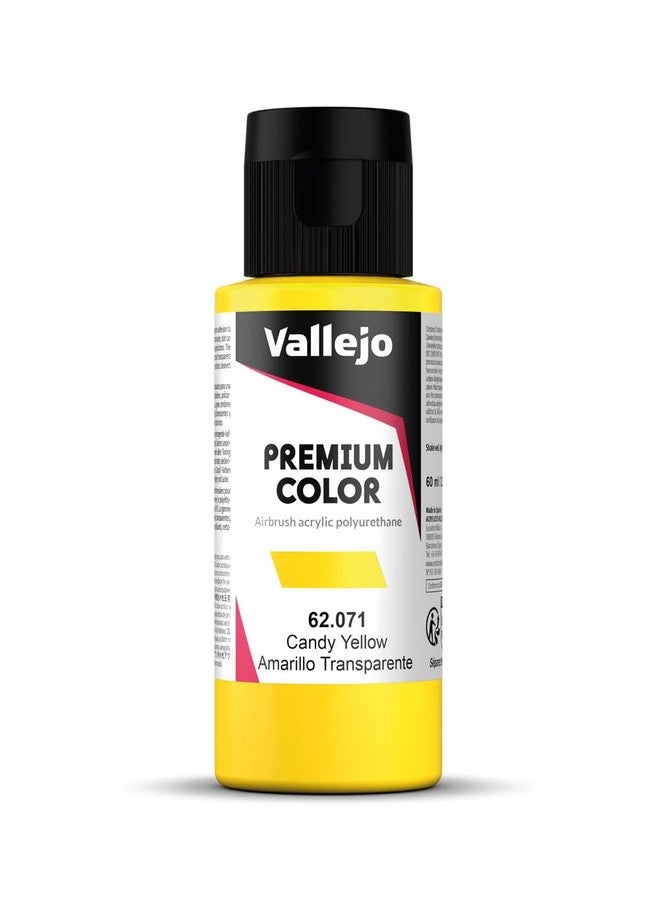 Vallejo 62.071 Premium Acrylic Polyurethane Water Based Air Brush Color 60 ml, Candy Yellow - Image 1