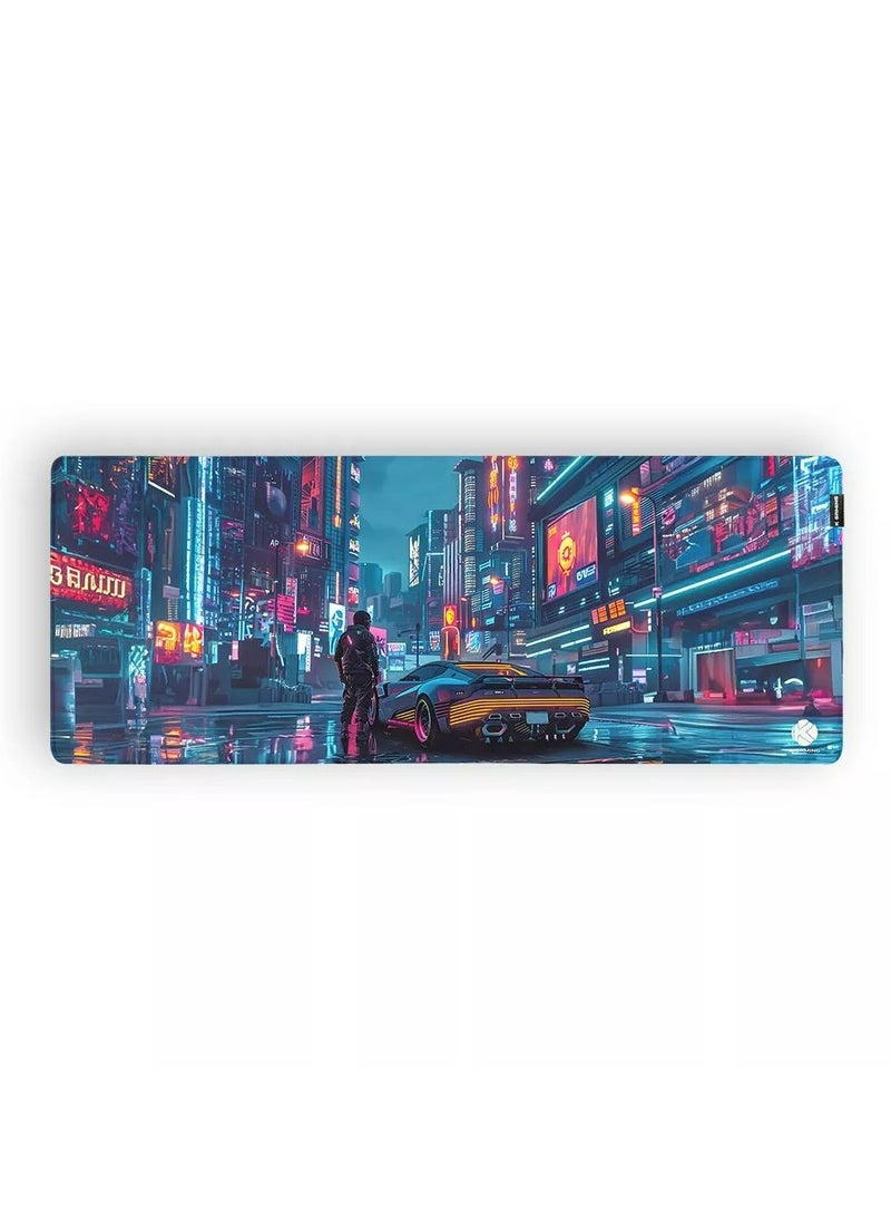 k Gaming Gaming Mousepad Glide Cyber City XL 800 x 300 x 3MM Waterproof with Anti Slip Rubber Base 