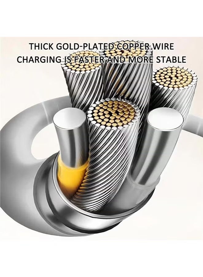 4 in 1 Charging Cable 240W 4-in-1 USB C Cable Multi Charger Cable with Breathing Light,USB C to Lightning CablePortable Fast Charging & Data Sync Silicone Type C Charger Cord (Gray, 2 Meter) - Image 3