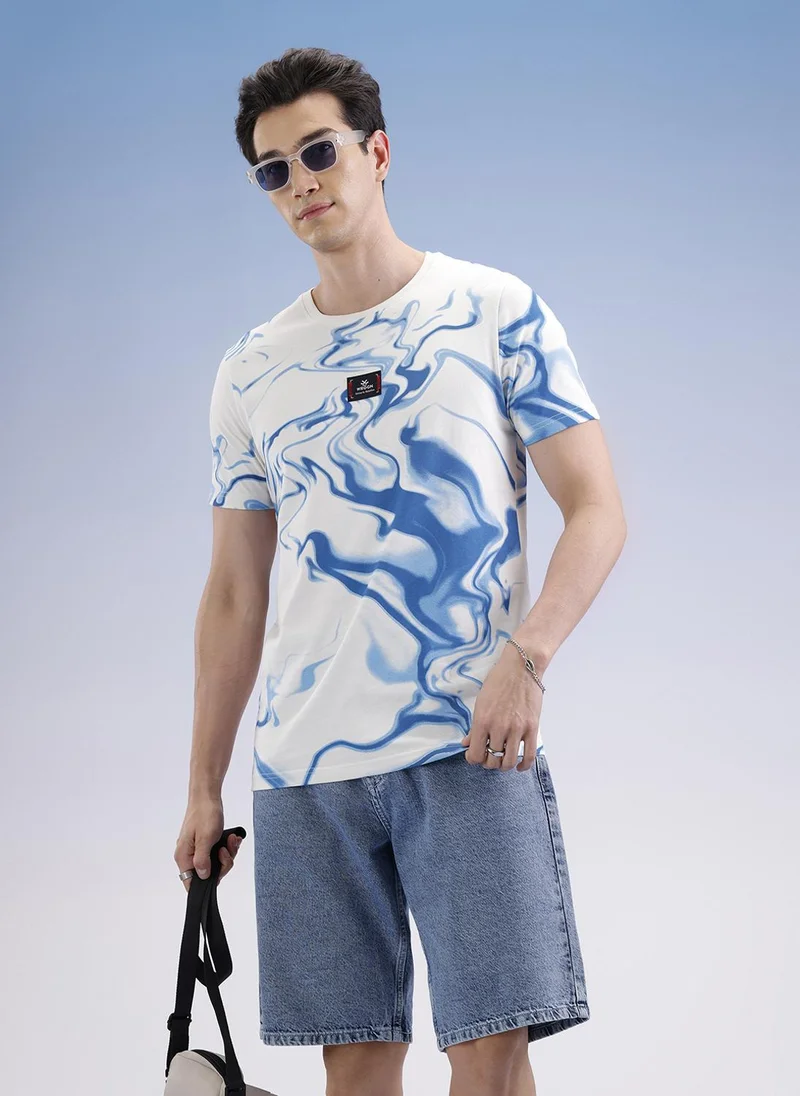 روجن Slim Fit Classic Placement Printed T-Shirt  | Off White