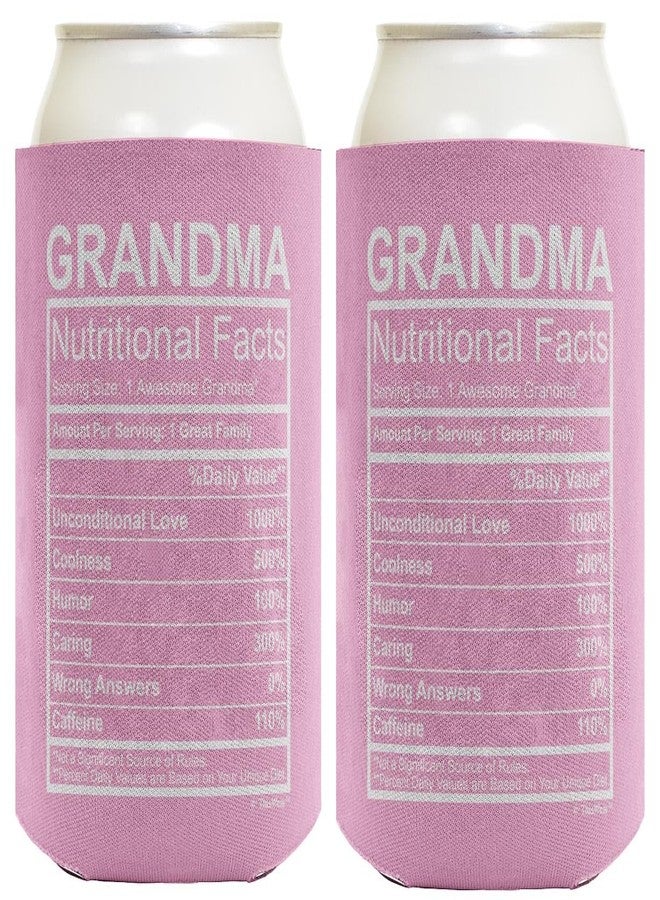 ذيس وير هدايا للجدات - حقائق غذائية للجدات - عبوة من قطعتين من حافظات المشروبات الحرارية - Image 1