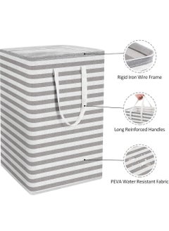 Uwals 2-Pack Laundry Hamper 75L Collapsible Large Laundry Baskets with Easy Carry Handles Freestanding Waterproof Clothes Hamper Storage Basket for Toys Clothes Organizer - Grey  - Image 2