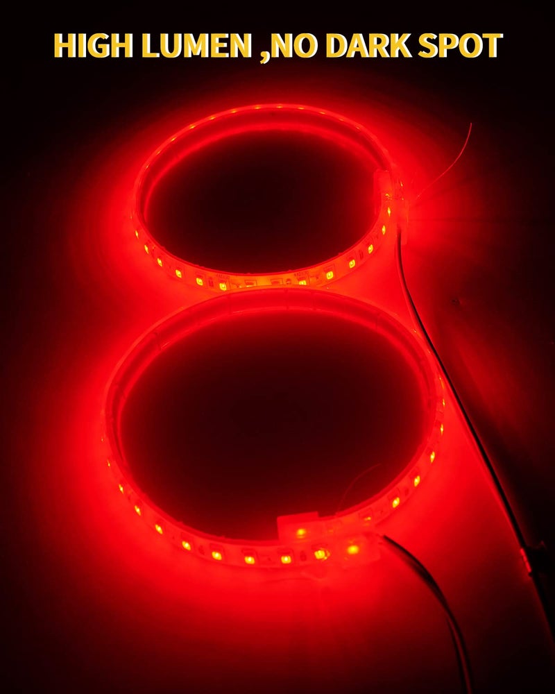 YM EBright YM E-Bright LED Strip Light 30CM Waterproof for Car Motorcycles Decoration Vehicle Interior Exterior DRL Daytime Running Flexible DC12V,Red(Pack of 4) - Image 5