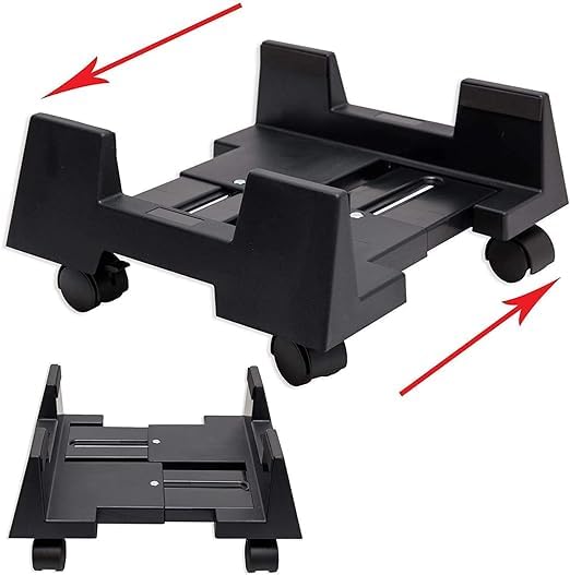 Mishrit CPU Stand HeavyDuty Construction adjusts CPU Holder Trolley with Castor Wheels Computer Desktop Rolling Stand Mainframe Stand Adjustable Computer Tower Pack of 1 - Image 3