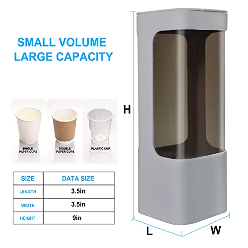 LBTING Water Cooler Cup Dispenser, Pull Type Cup Holder Fit 3oz - 5oz Small Bathroom Disposable Cups, Adhesive Wall Mounted Cup Dispenser - Gray - Image 2