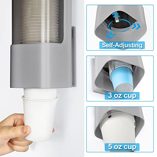 LBTING Water Cooler Cup Dispenser, Pull Type Cup Holder Fit 3oz - 5oz Small Bathroom Disposable Cups, Adhesive Wall Mounted Cup Dispenser - Gray - Image 3