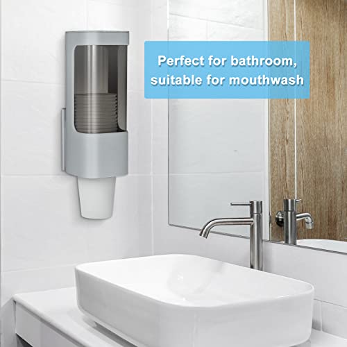 LBTING Water Cooler Cup Dispenser, Pull Type Cup Holder Fit 3oz - 5oz Small Bathroom Disposable Cups, Adhesive Wall Mounted Cup Dispenser - Gray - Image 5
