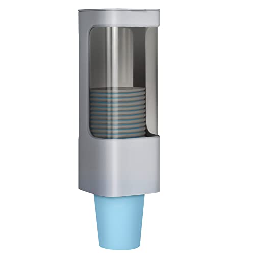 LBTING Water Cooler Cup Dispenser, Pull Type Cup Holder Fit 3oz - 5oz Small Bathroom Disposable Cups, Adhesive Wall Mounted Cup Dispenser - Gray - Image 1