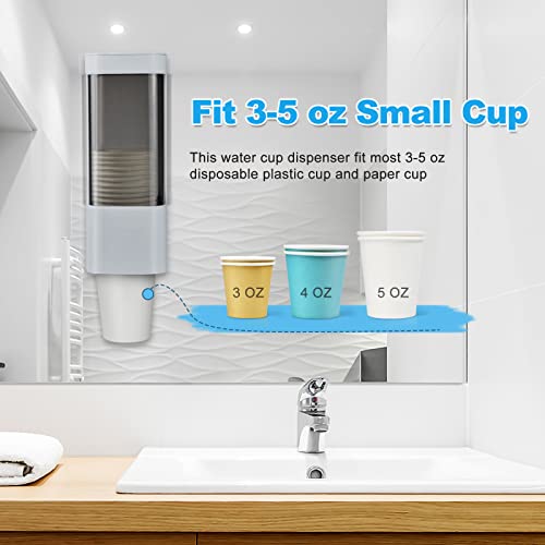 LBTING Water Cooler Cup Dispenser, Pull Type Cup Holder Fit 3oz - 5oz Small Bathroom Disposable Cups, Adhesive Wall Mounted Cup Dispenser - Gray - Image 4