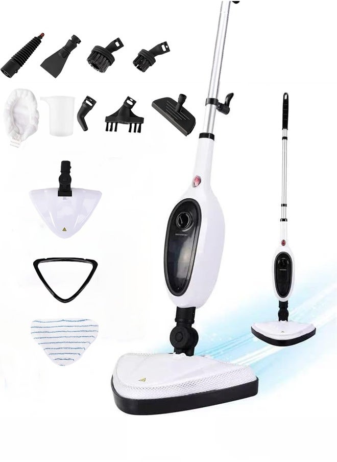 Joshberg Steam Mop,Floor Steamer with 10 Accessories,Safe for all Sealed Hard Floors like Tile,Hardwood,  Stone, Laminate,Marble Floors & More,15s Rapid Heating, 280ml Water Tank , 1300W ALE-006,White/Black  - Image 1