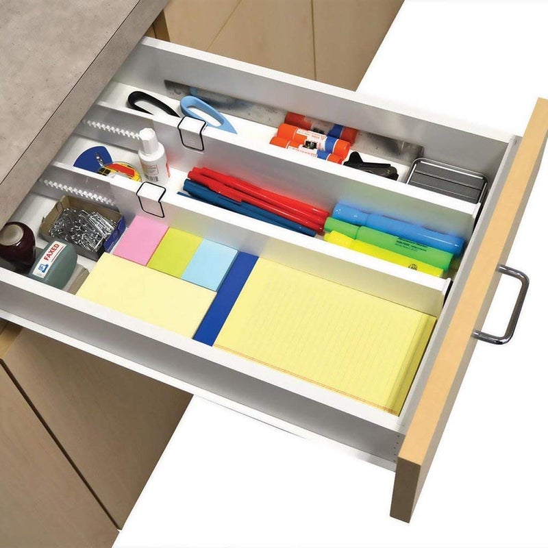 ONTRIP Drawer Dividers Organizer Wardrobe Partition Adjustable Separators Plastic High Expandable from 14 21 Inch for Bedroom Closet Clothes Office Supplies Set of 2 - Image 2