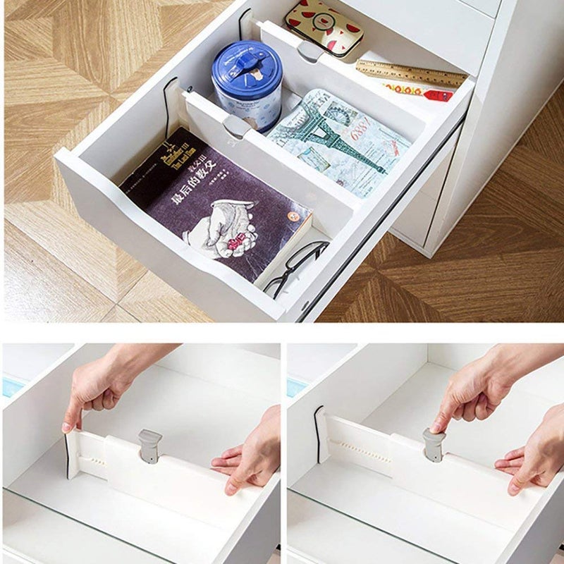 ONTRIP Drawer Dividers Organizer Wardrobe Partition Adjustable Separators Plastic High Expandable from 14 21 Inch for Bedroom Closet Clothes Office Supplies Set of 2 - Image 5