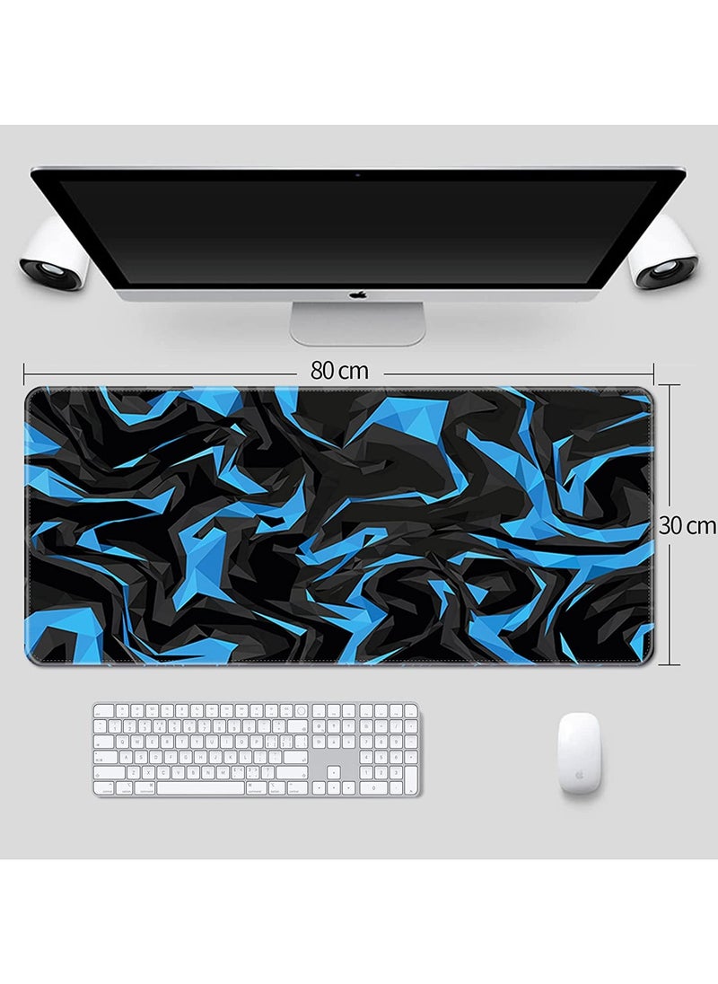 Generic - Large Mouse Pad Extended Gaming Mouse Pad Non-Slip Rubber Base Mouse pad Office Desk Mat Desk Pad Smooth Cloth Surface Keyboard Mouse Pads for Computers 800 * 300 * 3mm Blue Shards - Image 1