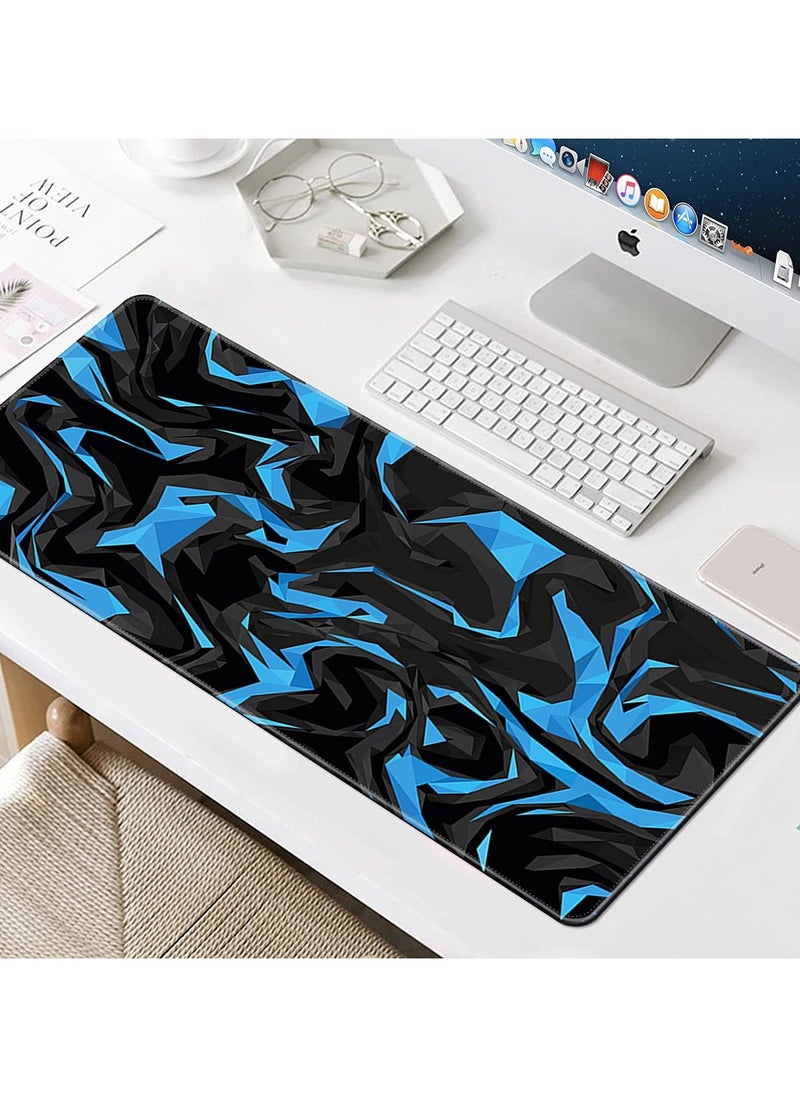 Generic - Large Mouse Pad Extended Gaming Mouse Pad Non-Slip Rubber Base Mouse pad Office Desk Mat Desk Pad Smooth Cloth Surface Keyboard Mouse Pads for Computers 800 * 300 * 3mm Blue Shards - Image 1