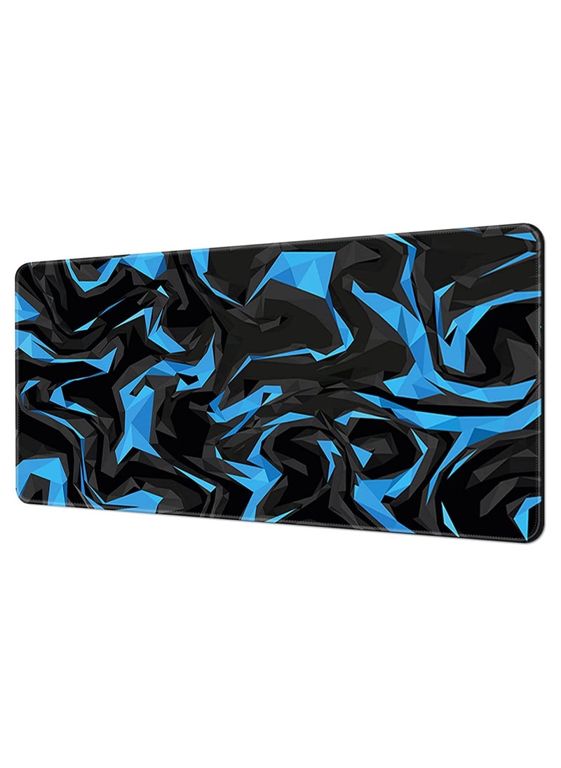 Generic - Large Mouse Pad Extended Gaming Mouse Pad Non-Slip Rubber Base Mouse pad Office Desk Mat Desk Pad Smooth Cloth Surface Keyboard Mouse Pads for Computers 800 * 300 * 3mm Blue Shards - Image 1