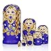 Starxing Russian Nesting Dolls Matryoshka Wood Stacking Nested Set 7 Pieces Handmade Toys for Children Kids Christmas Halloween Easter Mothers Day Birthday Home Room Decoration Gift Blue - Image 4